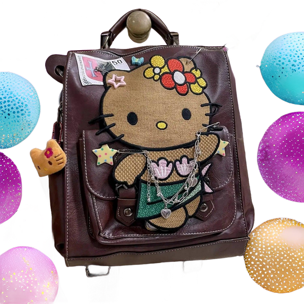 Hawaiian Hello Kitty Leather Backpack